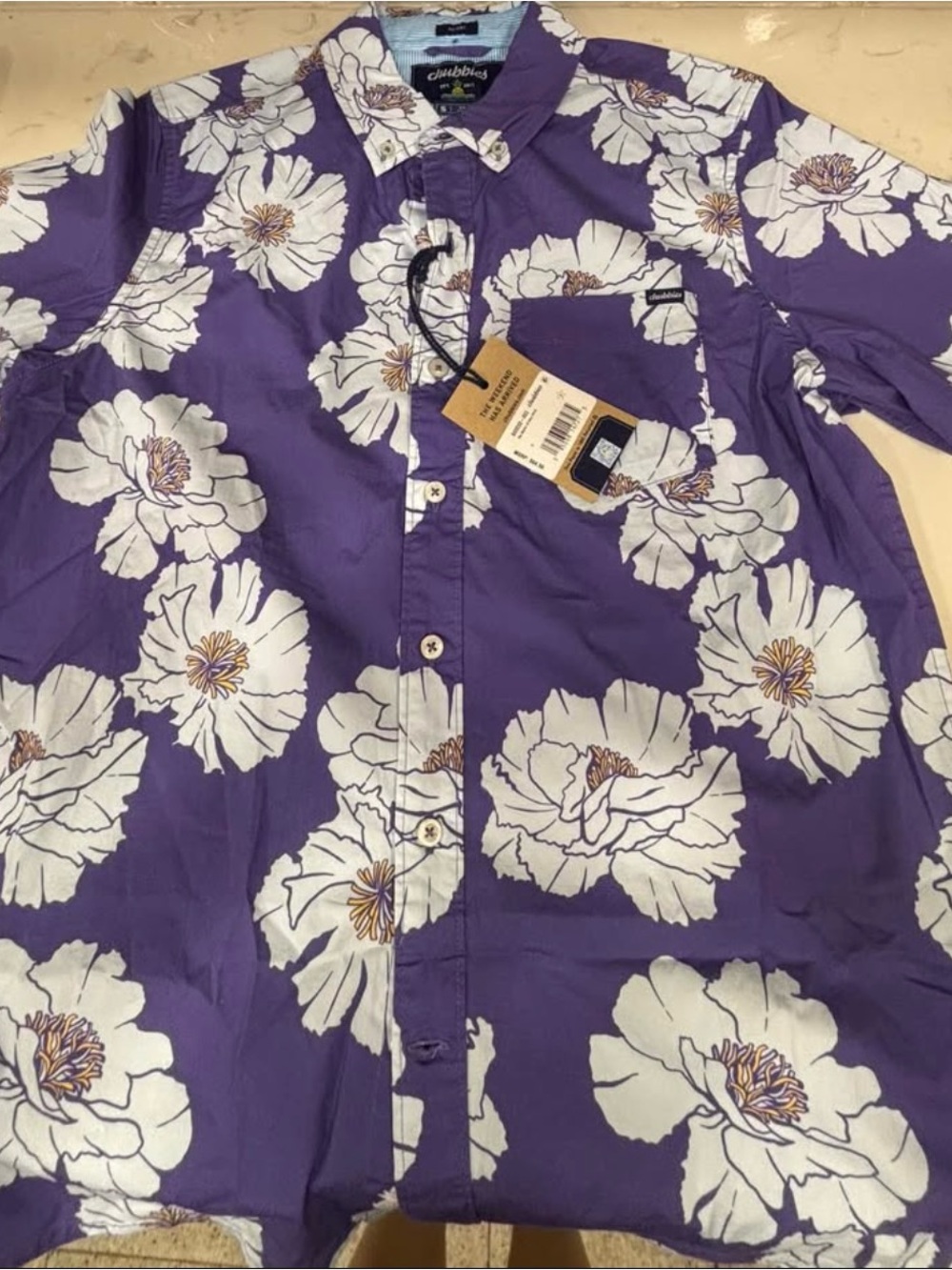 Chubbies “The Mystic” Friday Shirt Men’s Small Purple Floral Button Up NWT